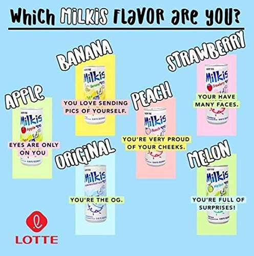 Lotte Milkis Soda Beverage, Melon and milk 8.45 Fl Oz (Pack of 6)